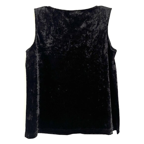 Citron Santa Monica Size S Silk Blend Velvet Top Sleeveless Scoop Neck Black - Picture 2 of 9
